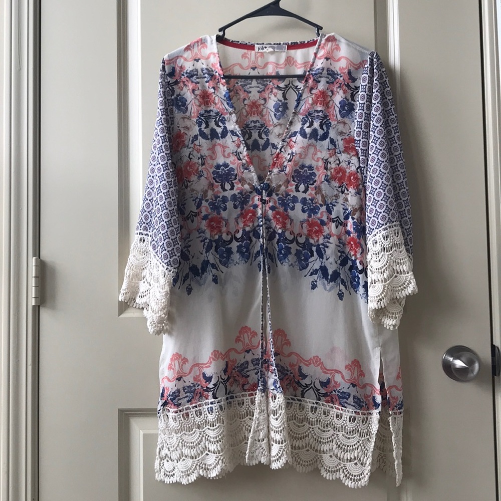 Sheer Floral Swim Coverup
